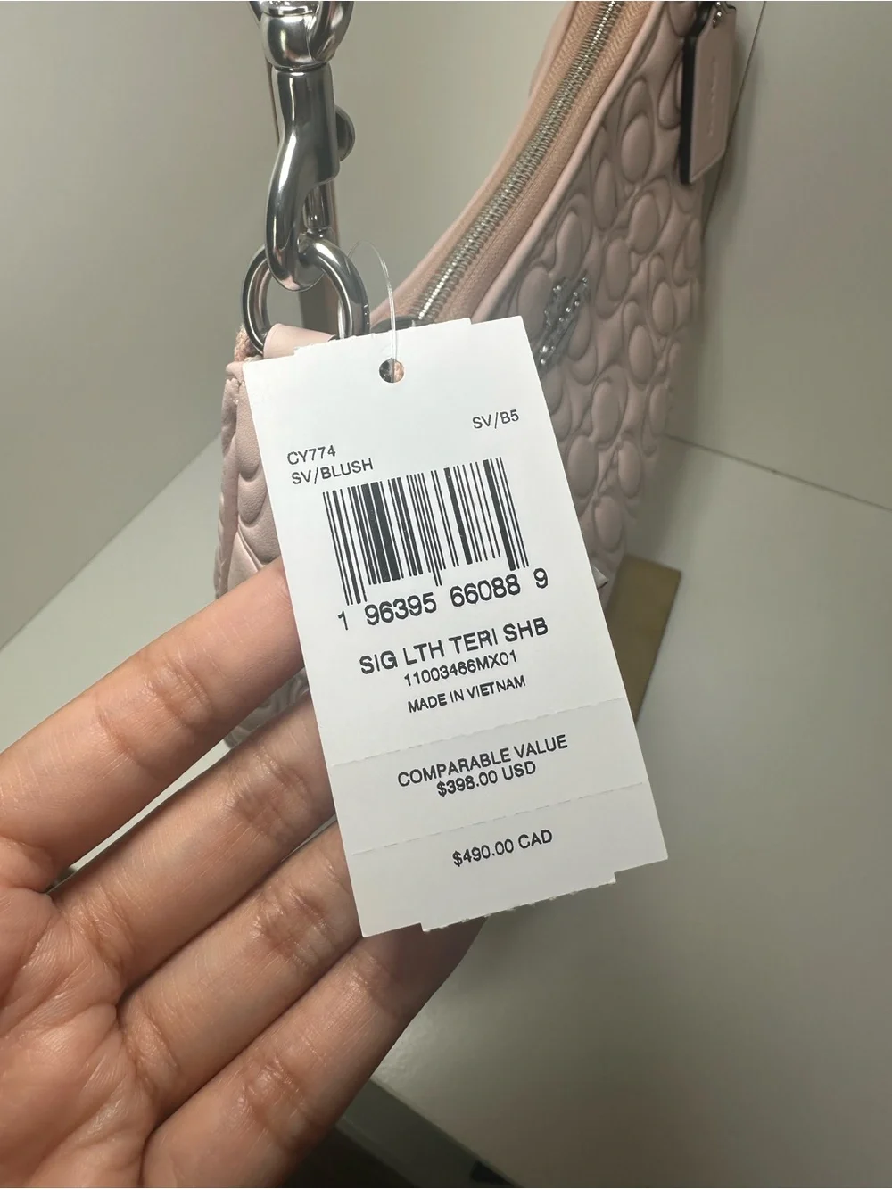 Coach Blush Pink Teri Shoulder Bag NWT